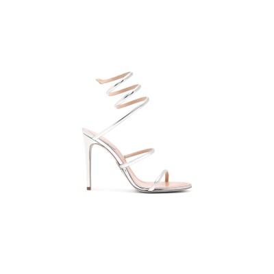 RENÉ CAOVILLA CLEO METALLIC SILVER SANDAL 105 C12351 RENÉ CAOVILLA CLEO METALLIC SILVER SANDAL 105 C12351